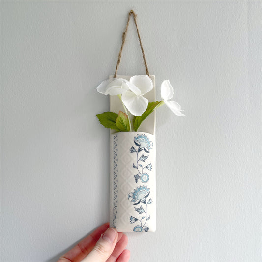 Narrow Wall Hanging Pocket Planter - Blue Fusion Design 2